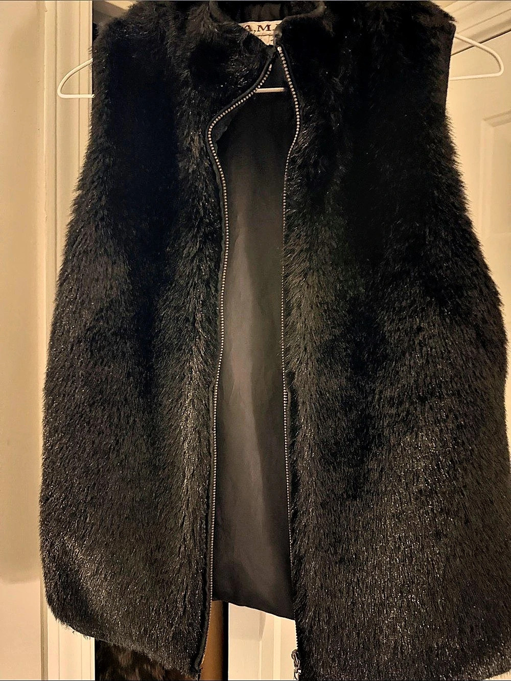 A.Medium.I. Faux Fur Vest in Black Size Medium Like New
